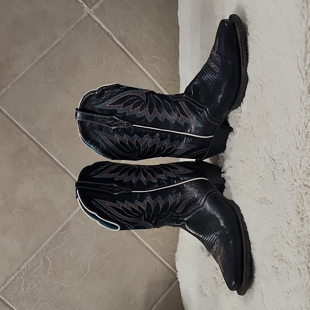 Ariat Women's Autry 10018571 Black Leather Block Heel Western Boots Size 5.5B